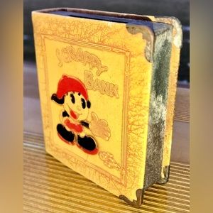 Vintage 1935 Figural Scrappy Bank Money Saver Thrift Book COIN BANK